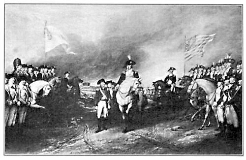 Photograph from Wm. H. Rau, Philadelphia.
    The Surrender of Cornwallis.
    From the painting by Colonel John Trumbull, the soldier-artist of the Revolution.