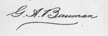 signature of G. A. Bauman