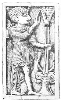 Fig. 80.—Ivory plaque found at Nimroud. Actual size.
British Museum.