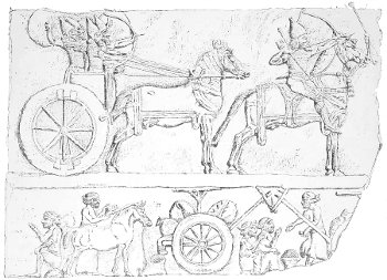 Fig. 115.—Bas-relief with several registers. Width 38
inches. Louvre. Drawn by Bourgoin.
