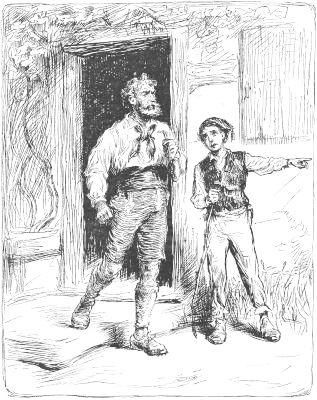 "TONI HIRZEL HASTENED OUT OF THE COTTAGE."—Drawn by C. 
S. Reinhart.