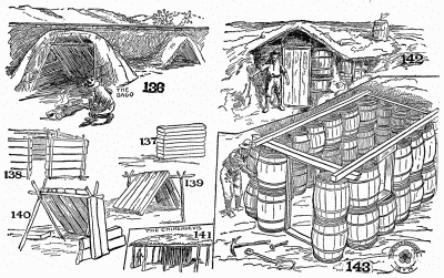 Railroad-tie shacks, barrel shack, and a Chimehuevis.
