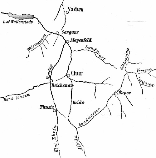 Fig. 43.—River system round Chur, as it used to be.
