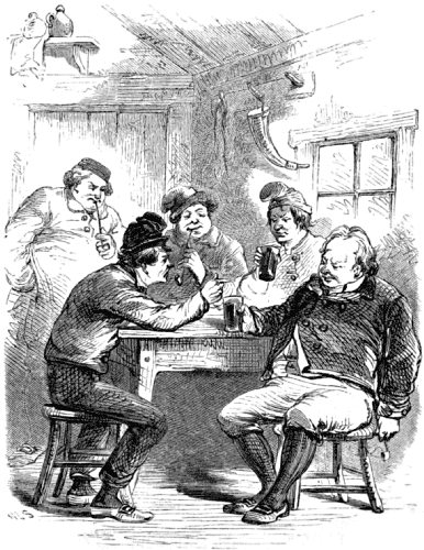 Five men around a tavern table