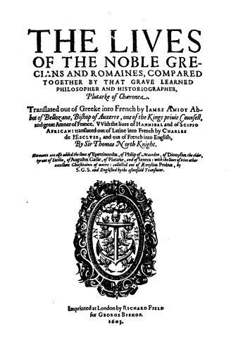 Title Page of Norths Plutarch