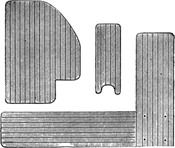Fig. 32.—Gooch Splints for Fracture of Shaft of
Humerus; and Rectangular Splint to secure Elbow.