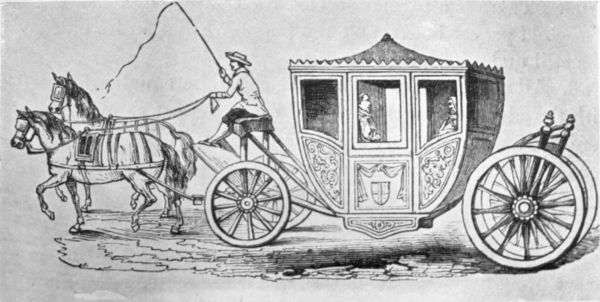 [From an old print.

A STATE COACH OF THE PERIOD (17TH CENTURY) WHEN KING CHARLES I. SOJOURNED
AT SMALL STREET, BRISTOL, ON THE SITE OF THE PRESENT POST OFFICE.