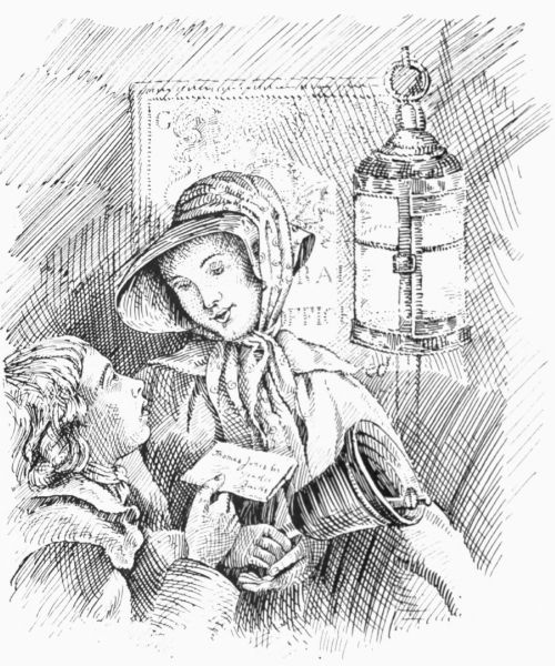 The Letter Woman.


(From an old print.)

This simple Boy has lost his Penny,
And She without it won't take any;
What can he do in such a plight?
This Letter cannot go to-night.


Printed by Carrington Bowles, 69, St. Paul's Churchyard, London.