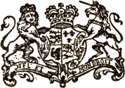 royal arms: lion, unicorn, Dieu et Mon Droit