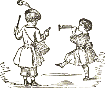 children playing drum and trumpet