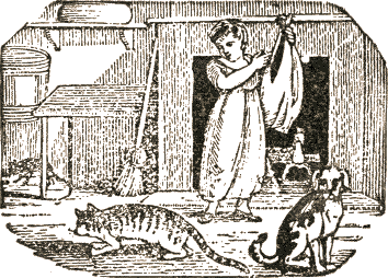 girl with bag and two cats