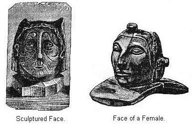 Sculptured Face and Face of a Female.