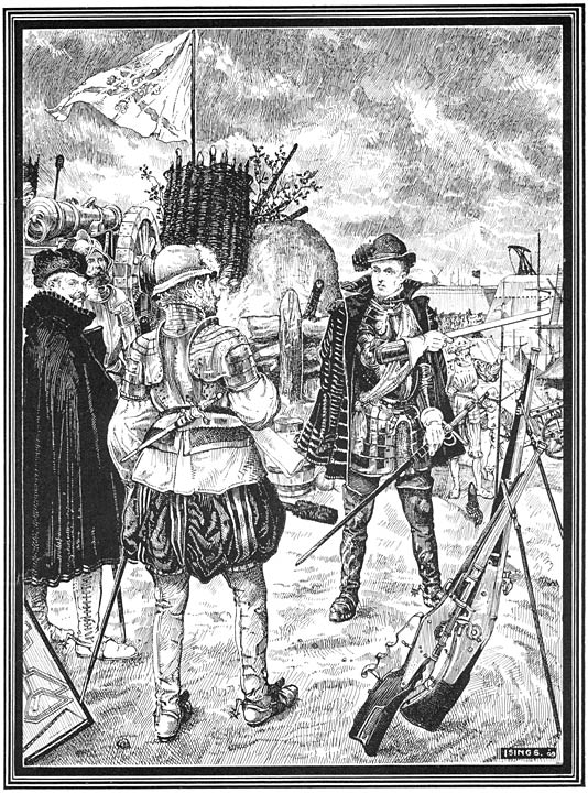 De Prins leidt als generaal den fortenbouw aan de Fransche grens. Oct. 1555. (Bladz. 28.)