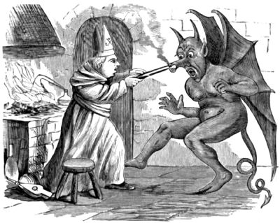 St. Dunstan seizes the devil's nose with pincers