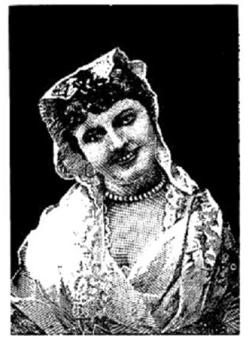 engraving of smiling woman