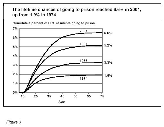Figure 3: Lifetime chances of going to prison