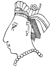 Drawing of a Maya head from the art