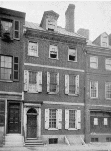 Plate VII.—Blackwell House, 224 Pine Street. Erected
about 1765 by John Stamper; Wharton House, 336 Spruce Street. Erected
prior to 1796 by Samuel Pancoast.