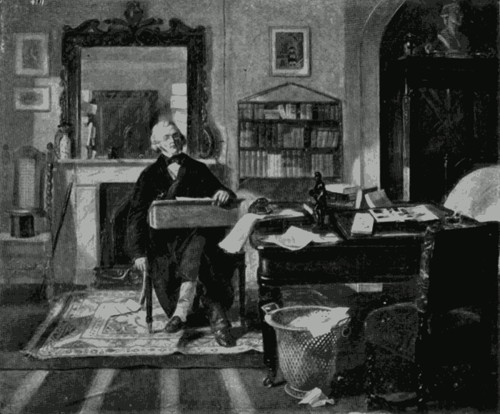 Thackeray In His Study At Onslow Square. From a painting by E. M. Ward Illustration