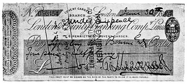 CHEQUE FOR 5½D.