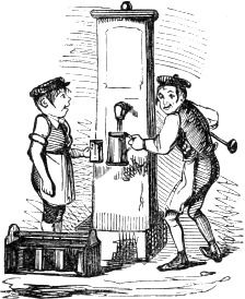 boys pouring beer from spigot
