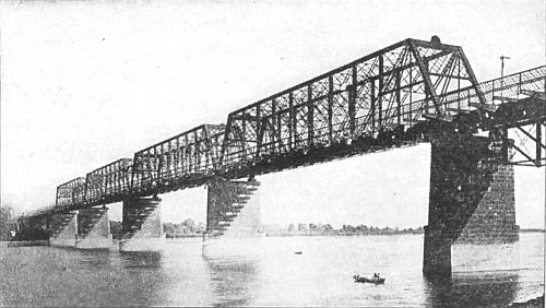 The railroad bridge at Omaha, crossing the Missouri where in 1853 we went over by ferry.