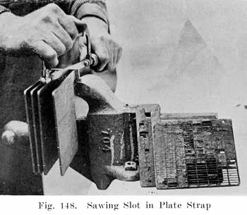Fig. 148 Sawing slot in plate strap