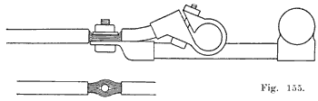 Fig. 155 Method of connecting rental batteries with cable terminals to cars with clamp type terminals