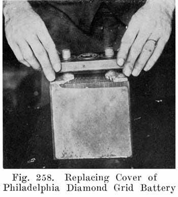 Fig. 258 Replacing cover of Philadelphia Diamond Grid Battery