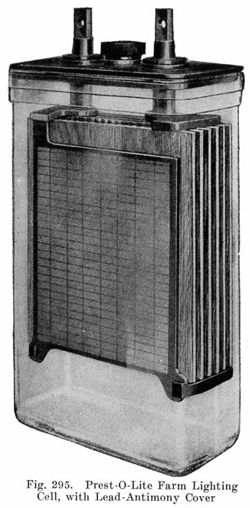 Fig. 295 Prest-O-Lite farm lighting cell with lead-antimony cover