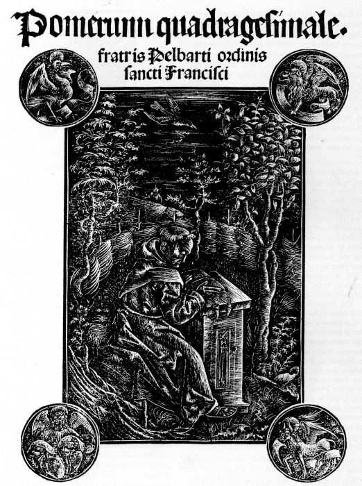 Figure 4.—White-Line Engraving on Metal for Relief Printing, "The Franciscan,
Pelbart of Temesvar, Studying in a Garden," from "Pomerium quadragesimale, fratris Pelbarti
ordinis sancti Francisci," Augsburg, 1502.