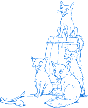 four little foxes on a barrel