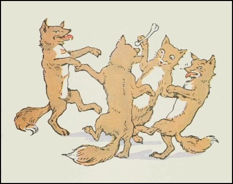four little foxes dancing