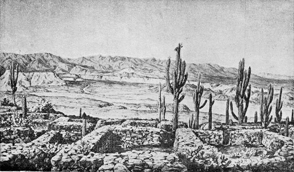Ruinas en el bajo de Andalguala.—Segun dibujo del Sr. Methfessel.