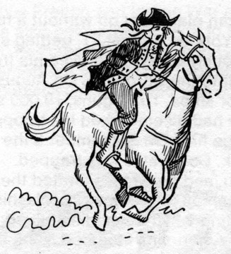 Paul Revere galloping on his horse