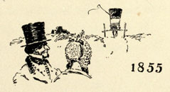 Drawing of a couple's head and shoulders as they are looking at the chaise in the distance