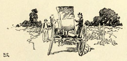Drawing of the chaise stopped on the road