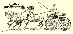 Drawing of a tandem team pulling light vehicle