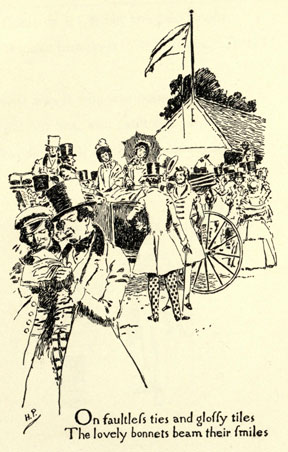 Drawing of the crowd at the race track