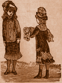 Girl Showing Doll to Another Girl.