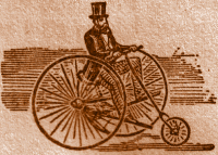 Riding a Penny-Farthing style Tricycle.