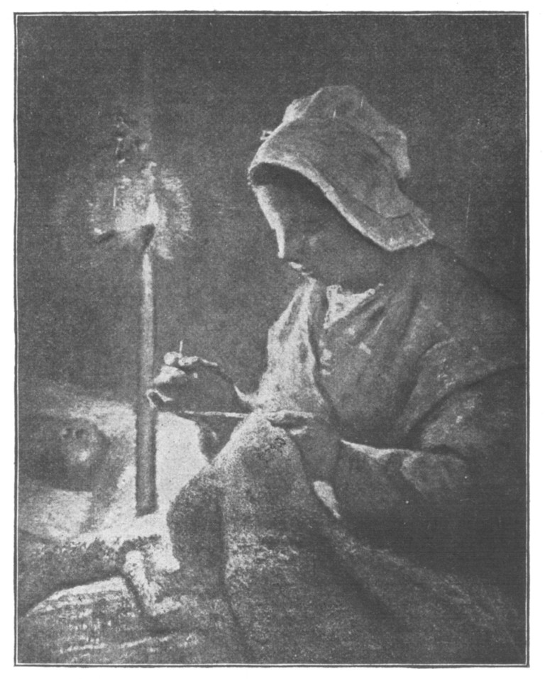 Sewing by Lamplight.