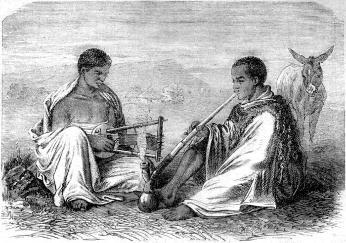 Schangalla vom Mareb, Zither spielend, und Raucher aus Tigrié