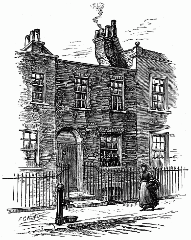 No. 141, Bayham Street, Camden Town, where the Dickens Family lived in 1823.