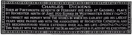 Charles Dickens Plaque