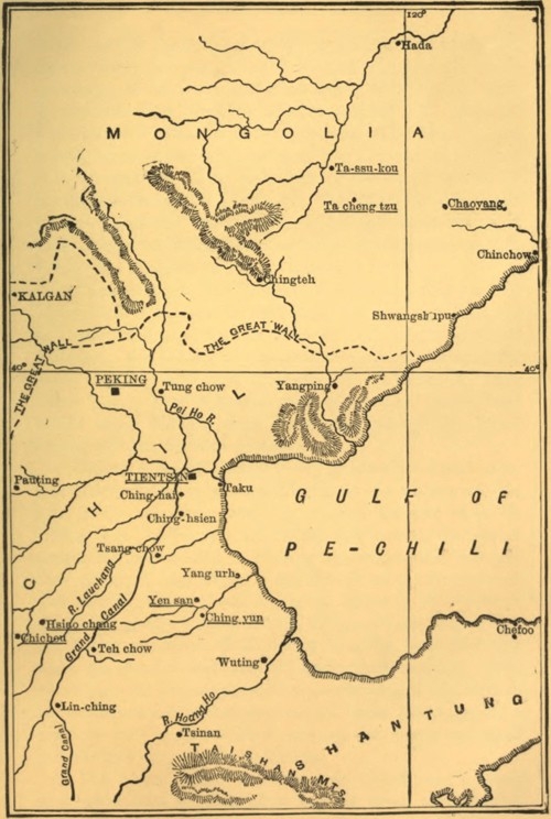 Map illustrating James Gilmour's labours in Eastern Mongolia