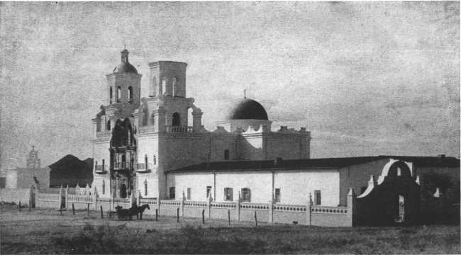 The Mission of the San Xavier at Tucson, Arizona, one of
the most ancient in the New World, has an almost Oriental aspect