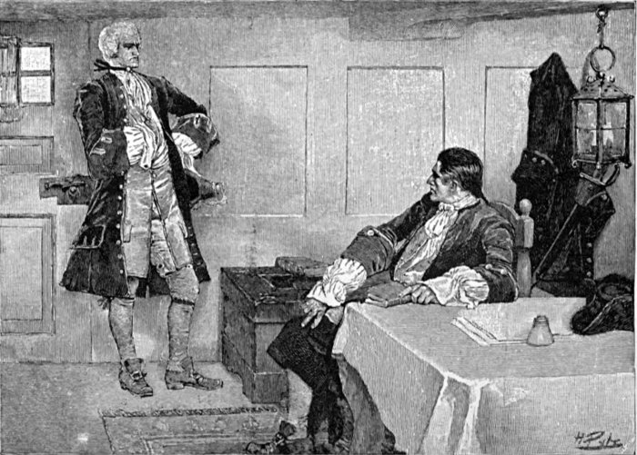 "CAPTAIN MACKRA," SAID HE, COLDLY, "YOU WERE PLEASED TO PUT UPON ME LAST NIGHT A GROSS AND UNCALLED-FOR INSULT." "CAPTAIN MACKRA," SAID HE, COLDLY, "YOU WERE PLEASED TO PUT UPON ME LAST NIGHT A GROSS AND UNCALLED-FOR INSULT."