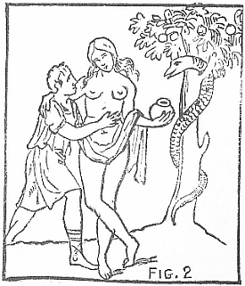 man and woman near fruit tree containing a snake
