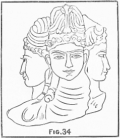 Indian sculpture representing triune god